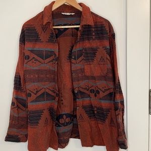 Mountain and Isles Dark Red Button Down